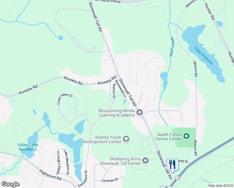 map of restaurants, bars, coffee shops, grocery stores, and more near 3415 Stonewall Court in Union City