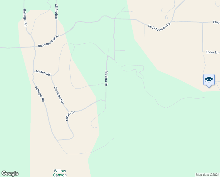 map of restaurants, bars, coffee shops, grocery stores, and more near Madera Drive in Riverside County