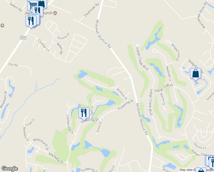map of restaurants, bars, coffee shops, grocery stores, and more near 160 Wicklow Drive in Myrtle Beach