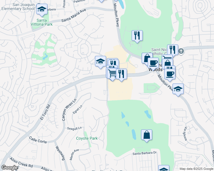 map of restaurants, bars, coffee shops, grocery stores, and more near 4007 Calle Sonora in Laguna Woods