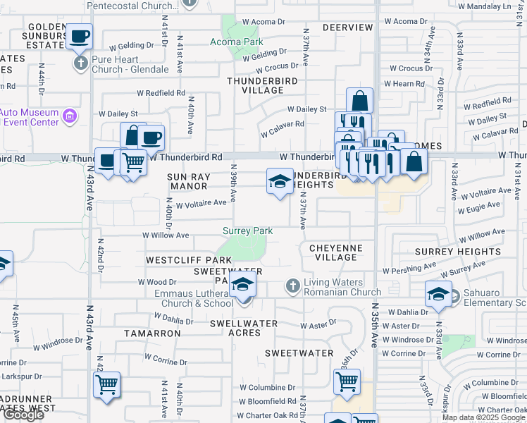 map of restaurants, bars, coffee shops, grocery stores, and more near 3808 West Joan De Arc Avenue in Phoenix