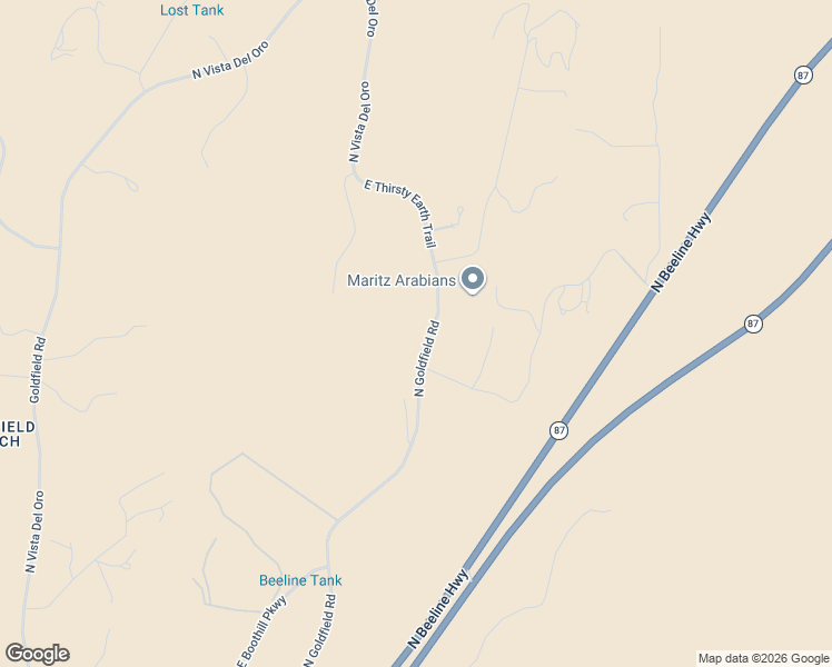 map of restaurants, bars, coffee shops, grocery stores, and more near 13225 North Goldfield Road in Fort McDowell