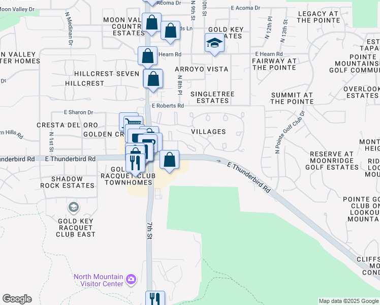 map of restaurants, bars, coffee shops, grocery stores, and more near 829 East Joan D Arc Avenue in Phoenix