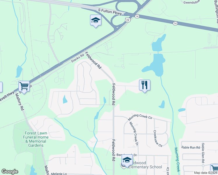 map of restaurants, bars, coffee shops, grocery stores, and more near 826 Blue Hill Lane in Atlanta