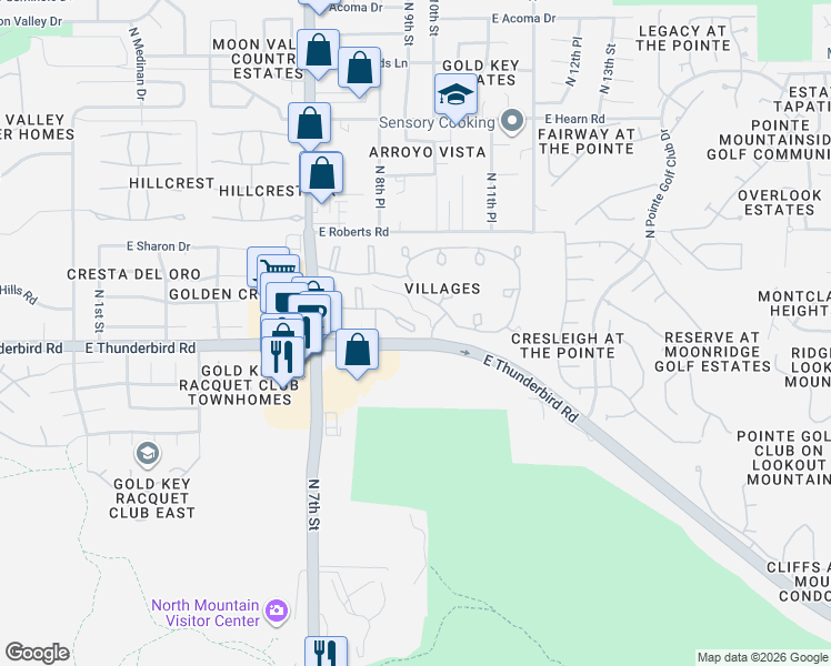 map of restaurants, bars, coffee shops, grocery stores, and more near 829 East Joan D Arc Avenue in Phoenix