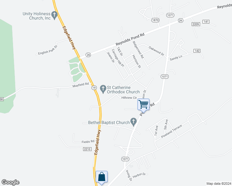 map of restaurants, bars, coffee shops, grocery stores, and more near 223 Wadley Drive in Aiken