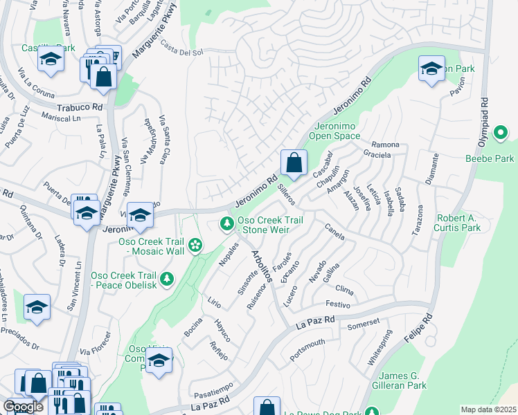 map of restaurants, bars, coffee shops, grocery stores, and more near 27821 Abadejo in Mission Viejo