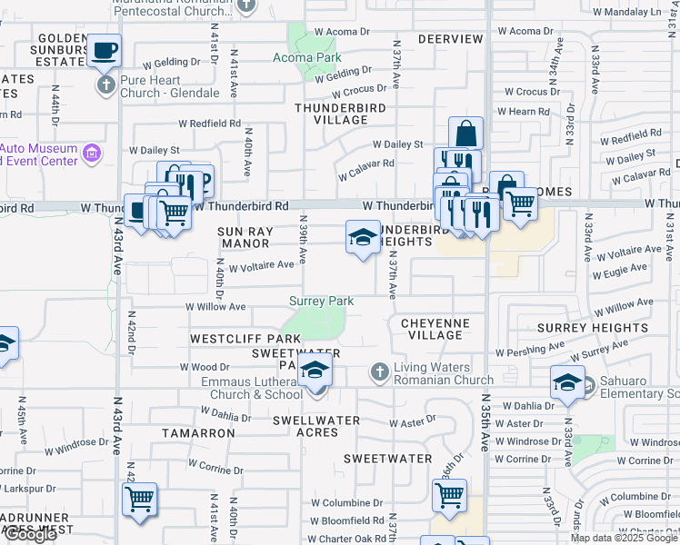 map of restaurants, bars, coffee shops, grocery stores, and more near 3808 West Joan De Arc Avenue in Phoenix
