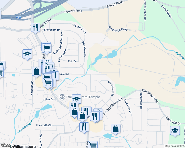 map of restaurants, bars, coffee shops, grocery stores, and more near 1171 Summer Brook Road in Atlanta