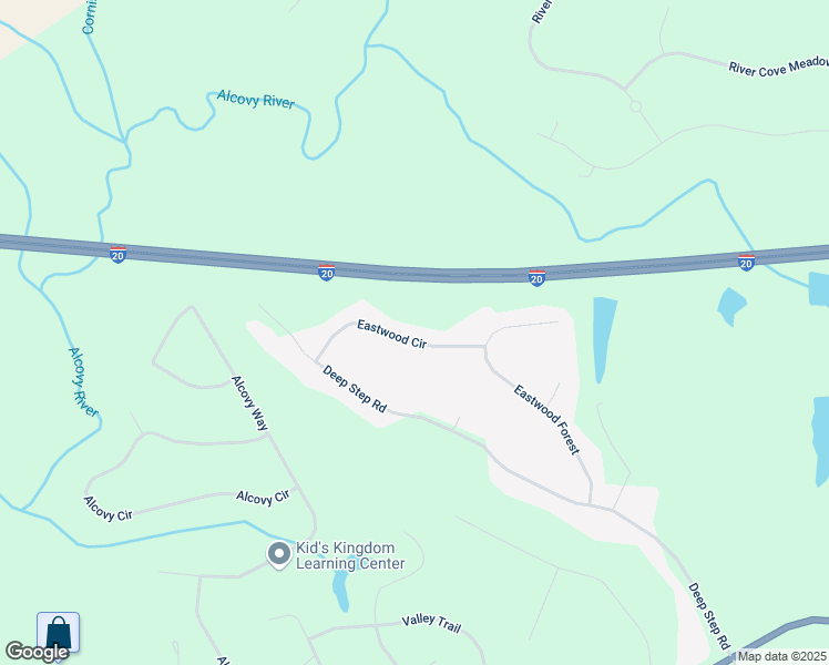 map of restaurants, bars, coffee shops, grocery stores, and more near 95 Eastwood Circle in Covington