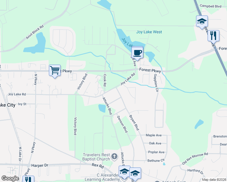 map of restaurants, bars, coffee shops, grocery stores, and more near 2168 Neal Avenue in Morrow
