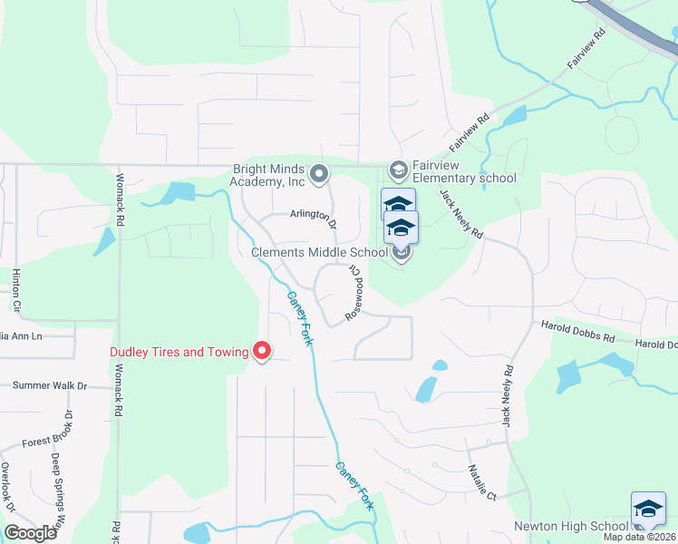 map of restaurants, bars, coffee shops, grocery stores, and more near 295 Rosewood Circle in Covington
