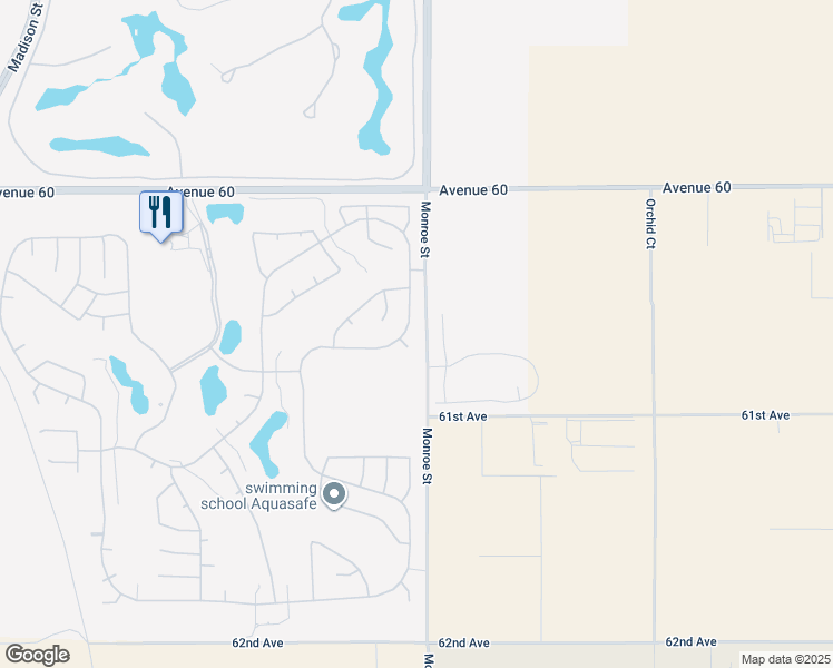 map of restaurants, bars, coffee shops, grocery stores, and more near 60636 Desert Shadows Drive in La Quinta