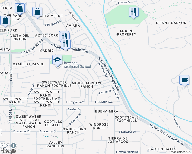 map of restaurants, bars, coffee shops, grocery stores, and more near 10359 East Davenport Drive in Scottsdale