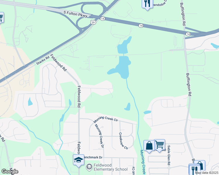 map of restaurants, bars, coffee shops, grocery stores, and more near 3755 Feldwood Place in College Park