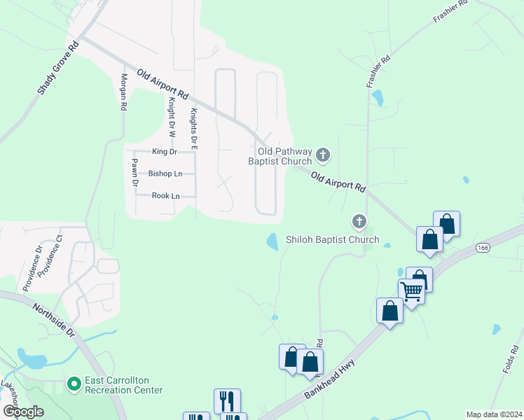 map of restaurants, bars, coffee shops, grocery stores, and more near 150 Castlegate Circle in Carrollton