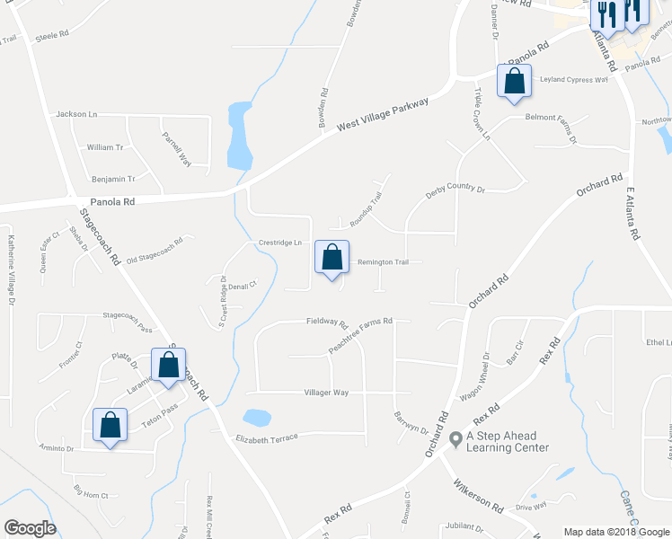 map of restaurants, bars, coffee shops, grocery stores, and more near 308 Winchester Court in Ellenwood