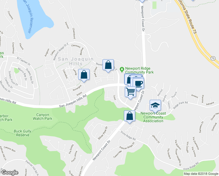 map of restaurants, bars, coffee shops, grocery stores, and more near 25 Dorian in Newport Coast
