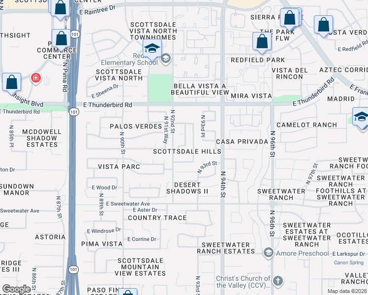map of restaurants, bars, coffee shops, grocery stores, and more near 9265 East Voltaire Drive in Scottsdale