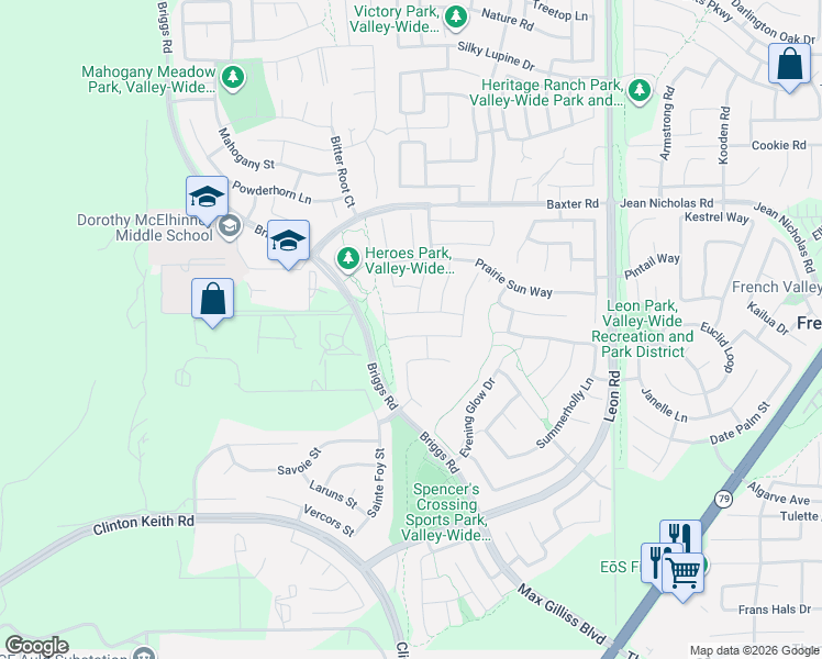 map of restaurants, bars, coffee shops, grocery stores, and more near 35226 Heritage Pointe Drive in Murrieta