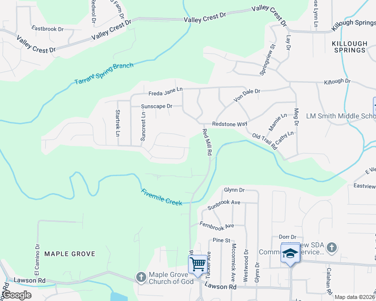 map of restaurants, bars, coffee shops, grocery stores, and more near 60 Sunburst Drive in Birmingham