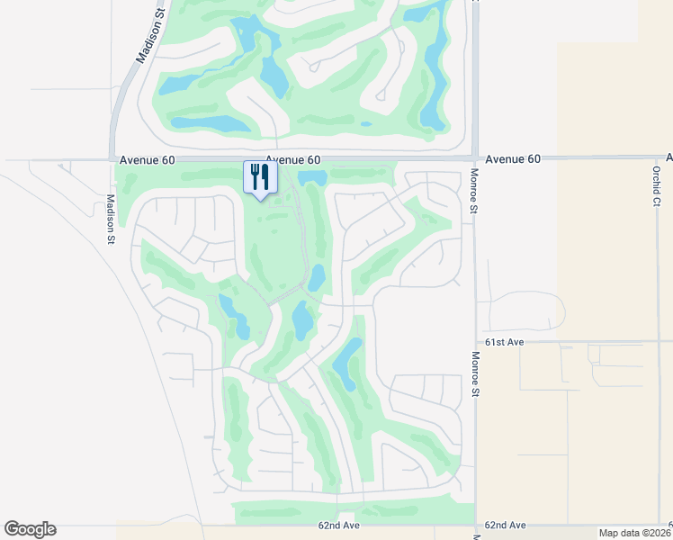 map of restaurants, bars, coffee shops, grocery stores, and more near 60494 Juniper Lane in La Quinta