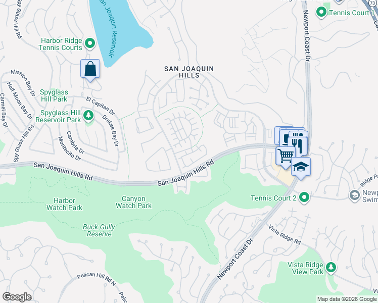 map of restaurants, bars, coffee shops, grocery stores, and more near 17 Auvergne in Newport Beach