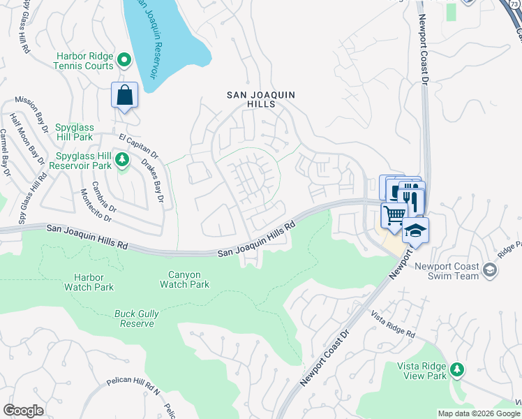 map of restaurants, bars, coffee shops, grocery stores, and more near 5 Bretagne in Newport Beach