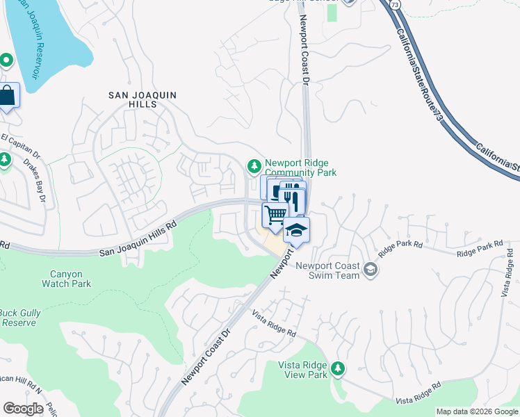 map of restaurants, bars, coffee shops, grocery stores, and more near 6 Via Amanti in Newport Beach