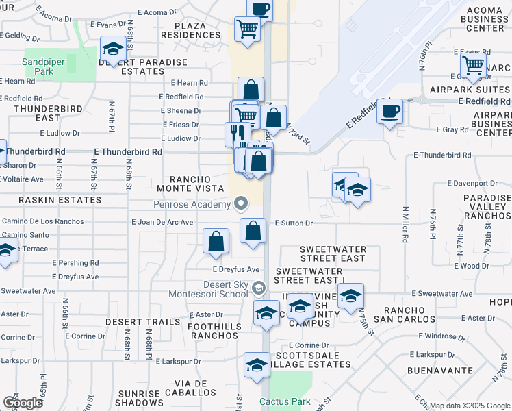map of restaurants, bars, coffee shops, grocery stores, and more near 13440 North Scottsdale Road in Scottsdale