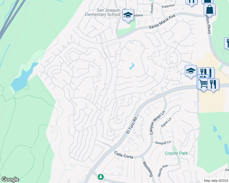 map of restaurants, bars, coffee shops, grocery stores, and more near 5518 Paseo Del Lago in Laguna Woods