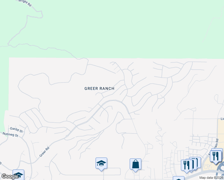 map of restaurants, bars, coffee shops, grocery stores, and more near 26836 Desert Locust Street in Murrieta