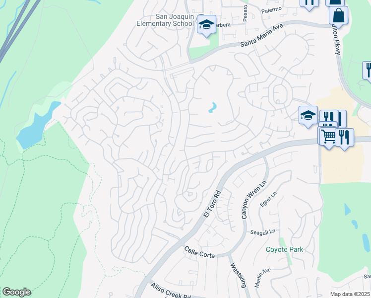 map of restaurants, bars, coffee shops, grocery stores, and more near 5391 Paseo Del Lago West in Laguna Woods