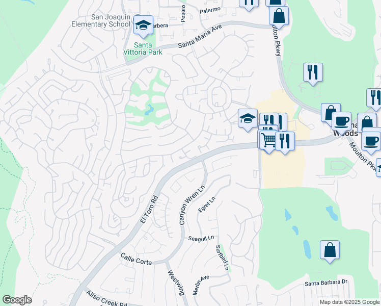 map of restaurants, bars, coffee shops, grocery stores, and more near 3213 Via Carrizo in Laguna Woods