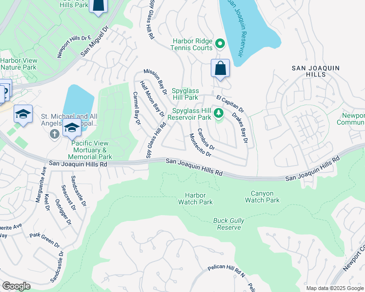 map of restaurants, bars, coffee shops, grocery stores, and more near 1 Jade Cove in Newport Beach