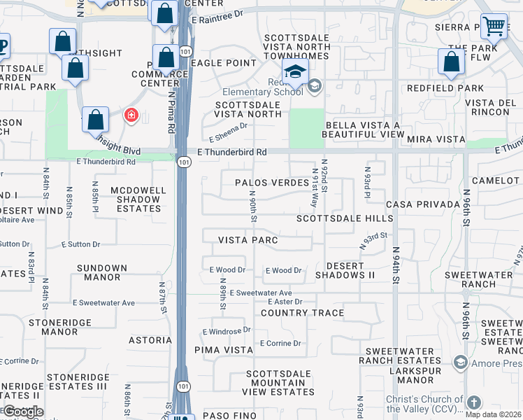 map of restaurants, bars, coffee shops, grocery stores, and more near 9027 East Voltaire Drive in Scottsdale