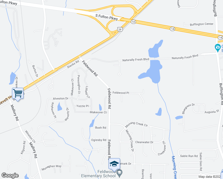 map of restaurants, bars, coffee shops, grocery stores, and more near 5390 Feldwood Road in College Park
