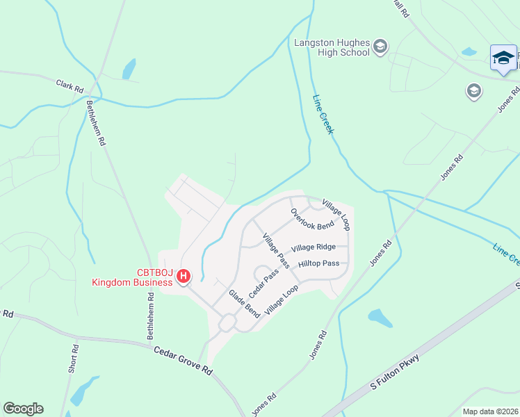 map of restaurants, bars, coffee shops, grocery stores, and more near 5839 Village Loop in Fairburn