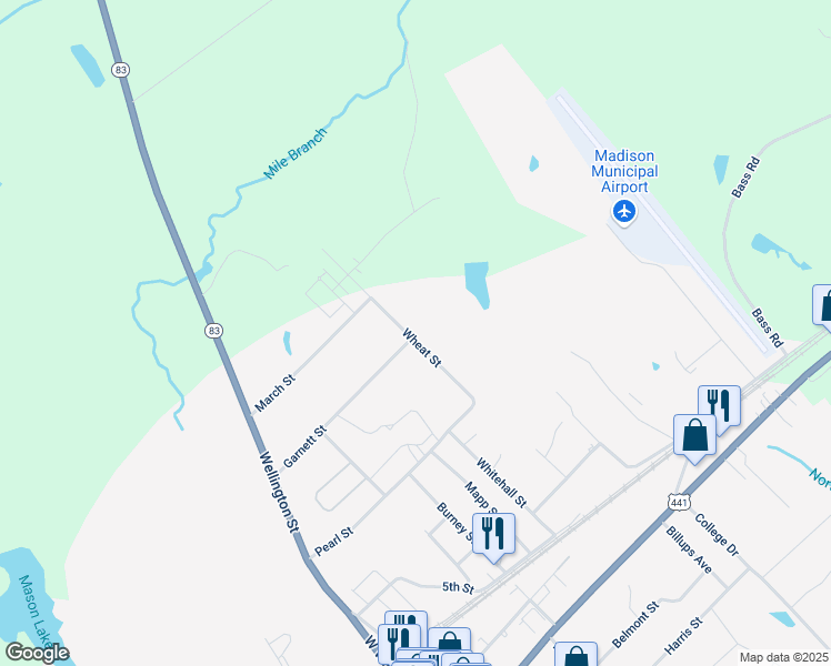 map of restaurants, bars, coffee shops, grocery stores, and more near 1200 Wheat Street in Madison