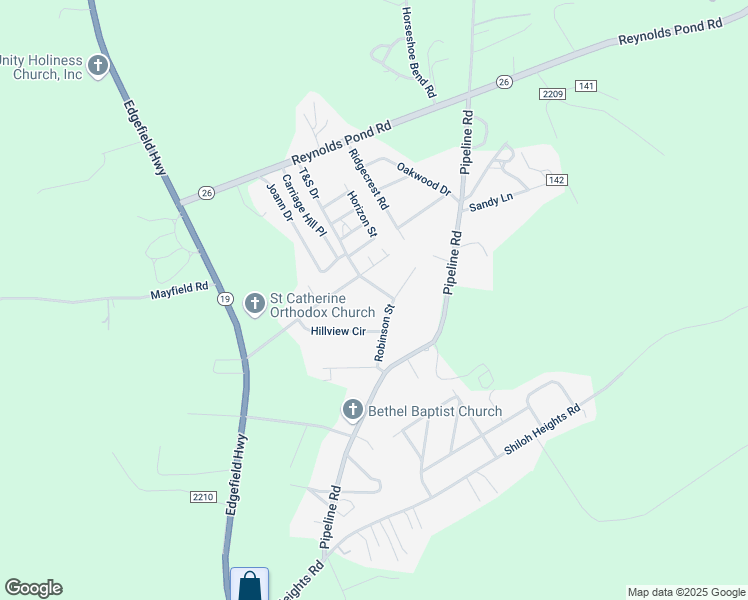 map of restaurants, bars, coffee shops, grocery stores, and more near 4 Sweetgum Lane in Aiken