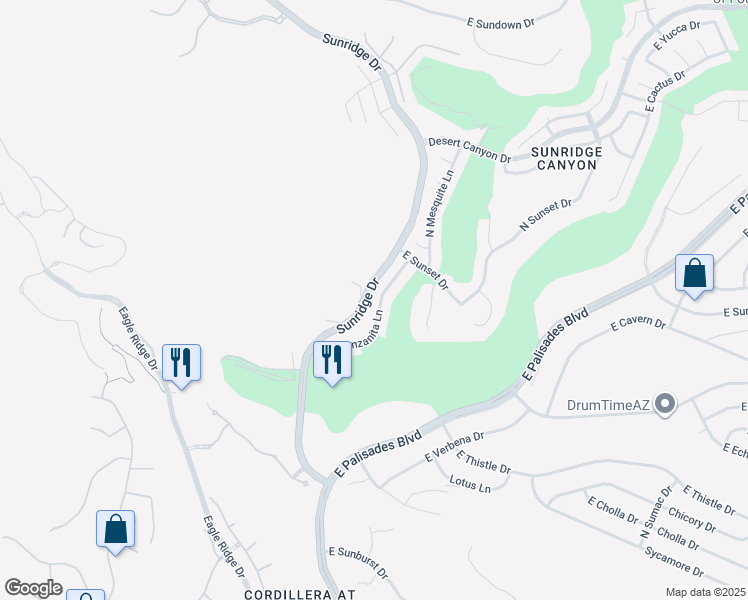 map of restaurants, bars, coffee shops, grocery stores, and more near 13510 North Manzanita Lane in Fountain Hills