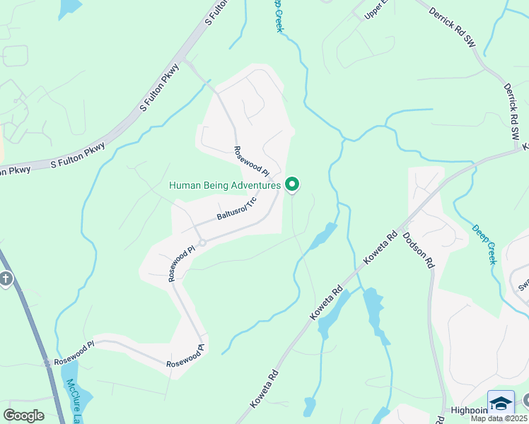 map of restaurants, bars, coffee shops, grocery stores, and more near 5253 Rosewood Place in Fairburn