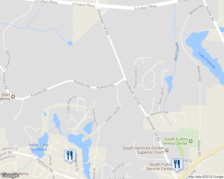 map of restaurants, bars, coffee shops, grocery stores, and more near 5188 Koweta Road in College Park