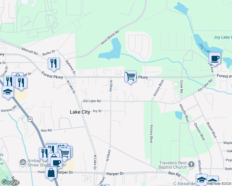 map of restaurants, bars, coffee shops, grocery stores, and more near 5376 North Parkway in Morrow