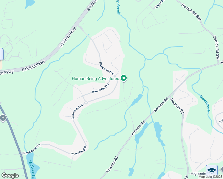 map of restaurants, bars, coffee shops, grocery stores, and more near 5253 Rosewood Place in Fairburn