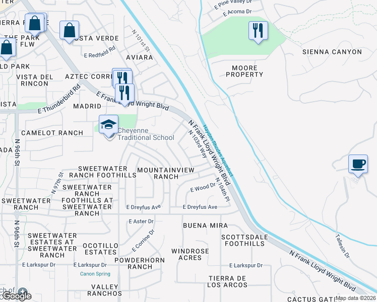 map of restaurants, bars, coffee shops, grocery stores, and more near 10359 East Davenport Drive in Scottsdale