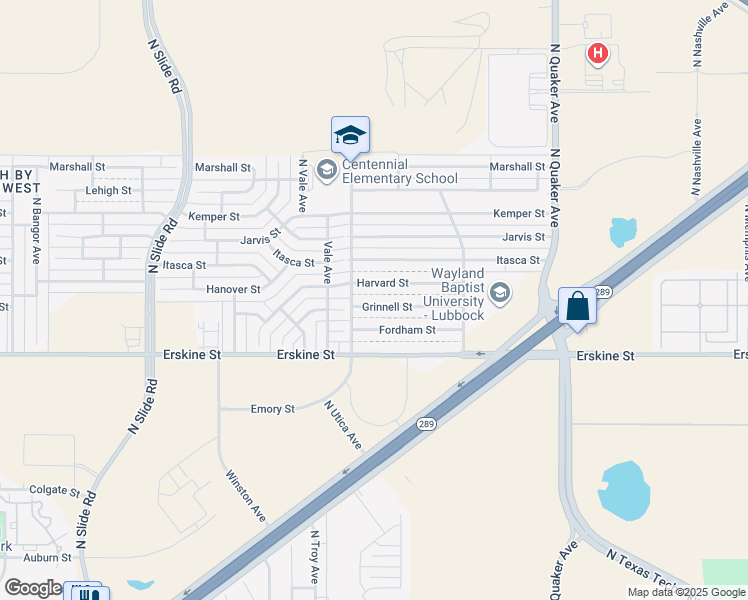 map of restaurants, bars, coffee shops, grocery stores, and more near 4639 Harvard Street in Lubbock