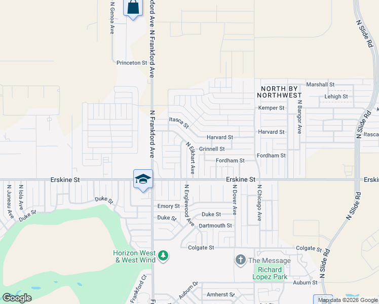 map of restaurants, bars, coffee shops, grocery stores, and more near 802 North Englewood Avenue in Lubbock
