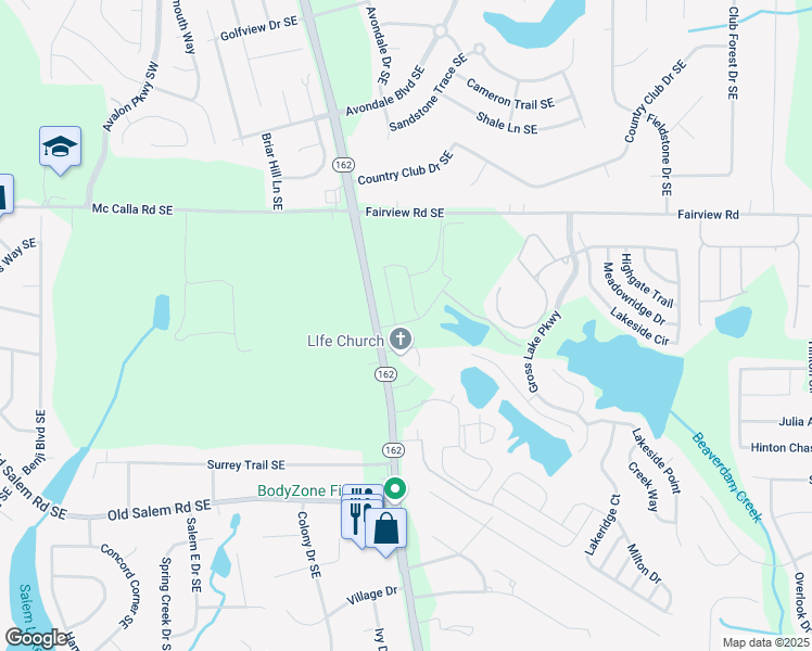map of restaurants, bars, coffee shops, grocery stores, and more near 1012 Northfield Drive in Conyers