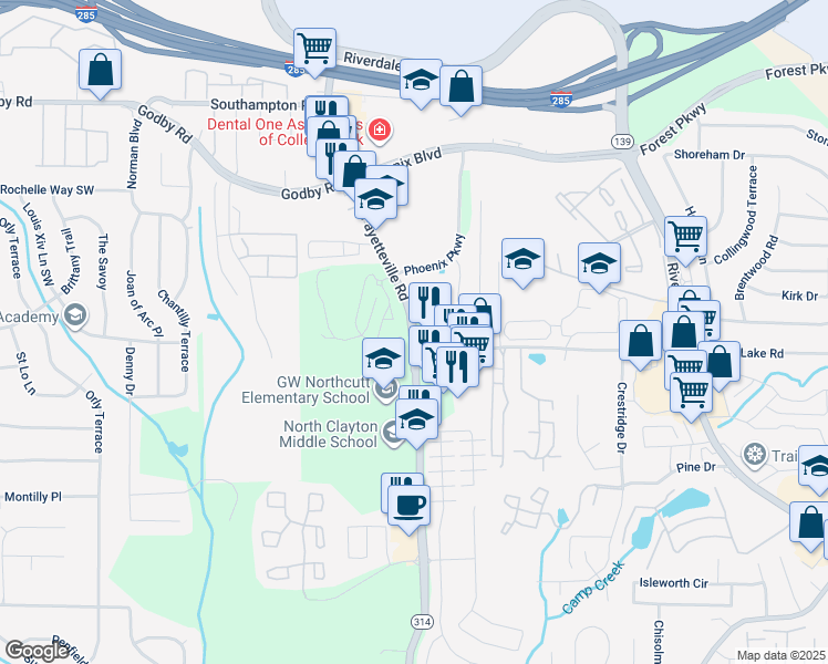 map of restaurants, bars, coffee shops, grocery stores, and more near in Atlanta